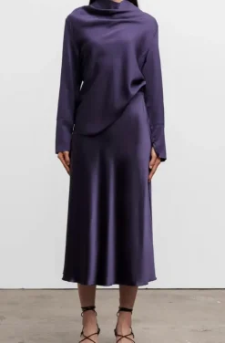 Ahlvar Gallery - Hana Satin Skirt - Plum