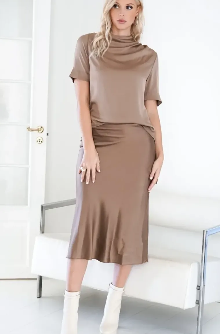 Ahlvar Gallery - Hana Satin Skirt Sand