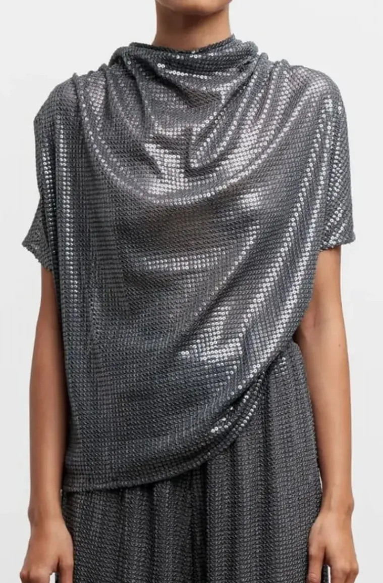 Ahlvar Gallery - Milly Sequin Top - Dark Grey