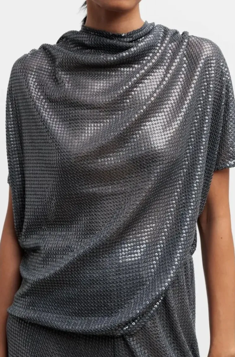 Ahlvar Gallery - Milly Sequin Top - Dark Grey