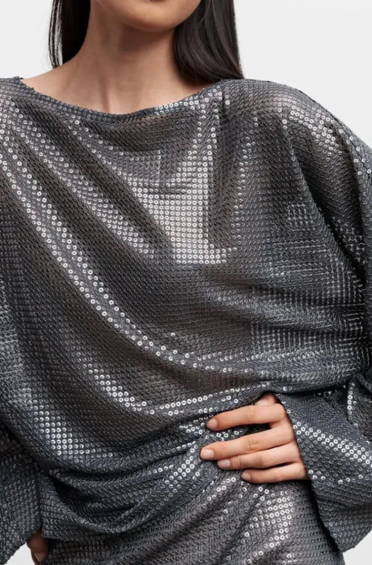 Ahlvar Gallery - Nina Sequin Blouse - Dark Grey