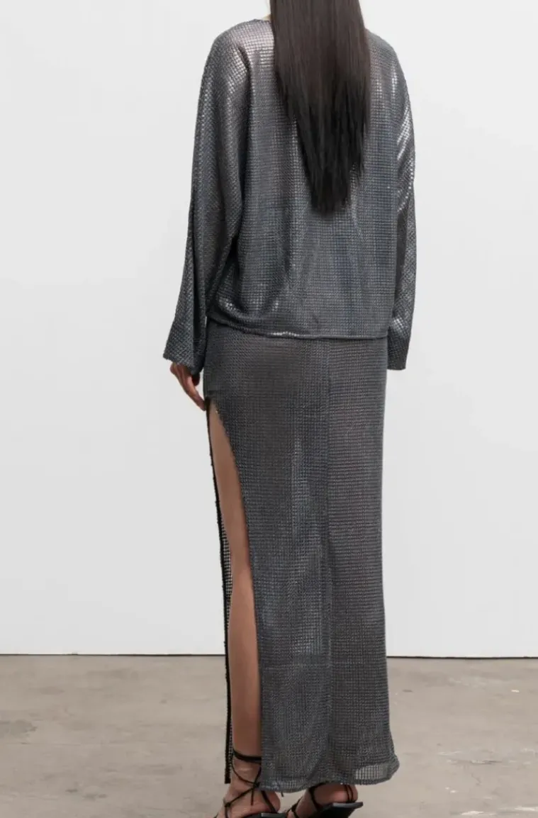 Ahlvar Gallery - Nina Sequin Blouse - Dark Grey