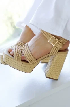 Bibi Lou - Platå Sandal - Rafia Beige