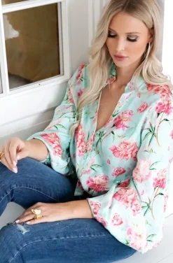 Blond Hour - Alyssa Blouse - Pink Flower