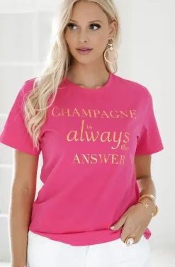 Blond Hour - Champagne is Always the Answer Tshirt - Cerise Gold