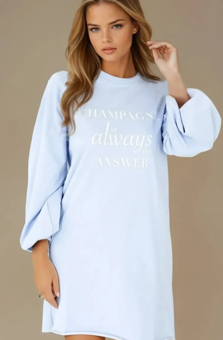 Blond Hour - Champagne Sweatshirt Dress - Light Blue