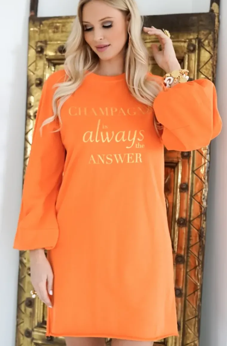 Blond Hour - Champagne Sweatshirt Dress - Orange