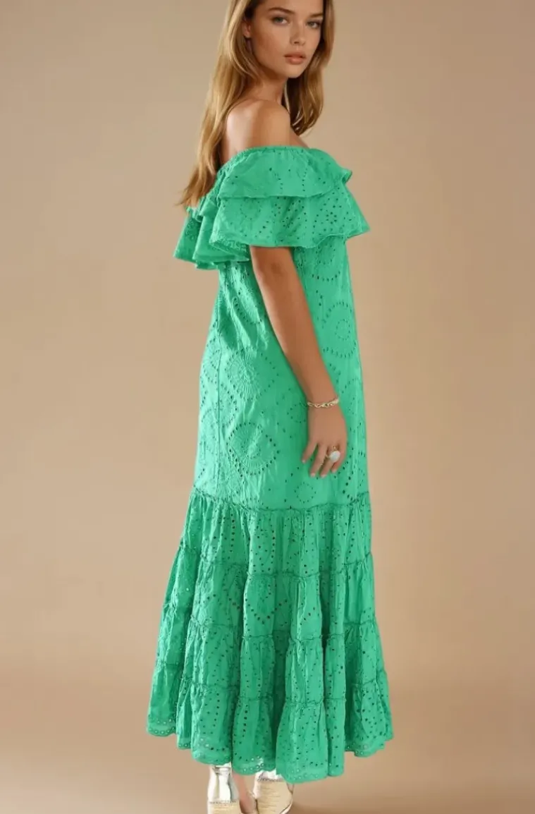 Blond Hour - Formentera Maxidress Offshoulder - Vibrant Green