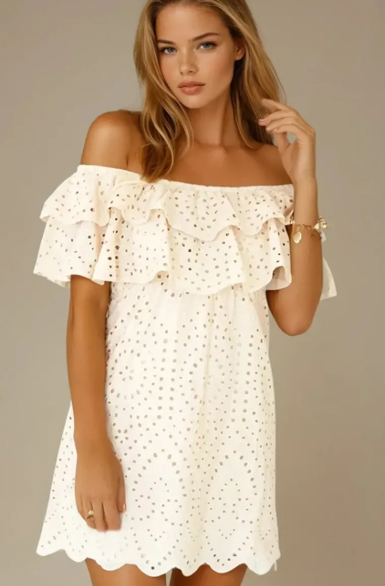 Blond Hour - Formentera Offshoulder Dress Short - Beige