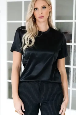 Blond Hour - Perfect Shiny Roundneck Top - Black