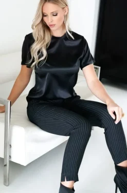 Blond Hour - Perfect Shiny Roundneck Top - Black