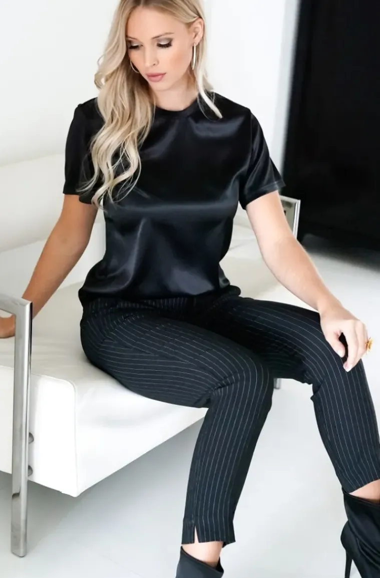Blond Hour - Perfect Shiny Roundneck Top - Black