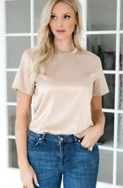 Blond Hour - Perfect Shiny Roundneck Top - Champagne