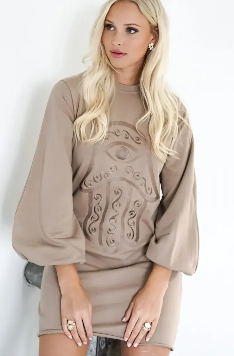 Blond Hour - Protected Sweatshirt Dress - Taupe