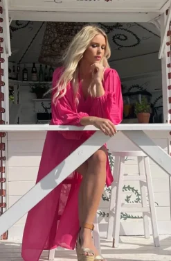Blond Hour - Riviera Maxi Wrap Dress - Cerise