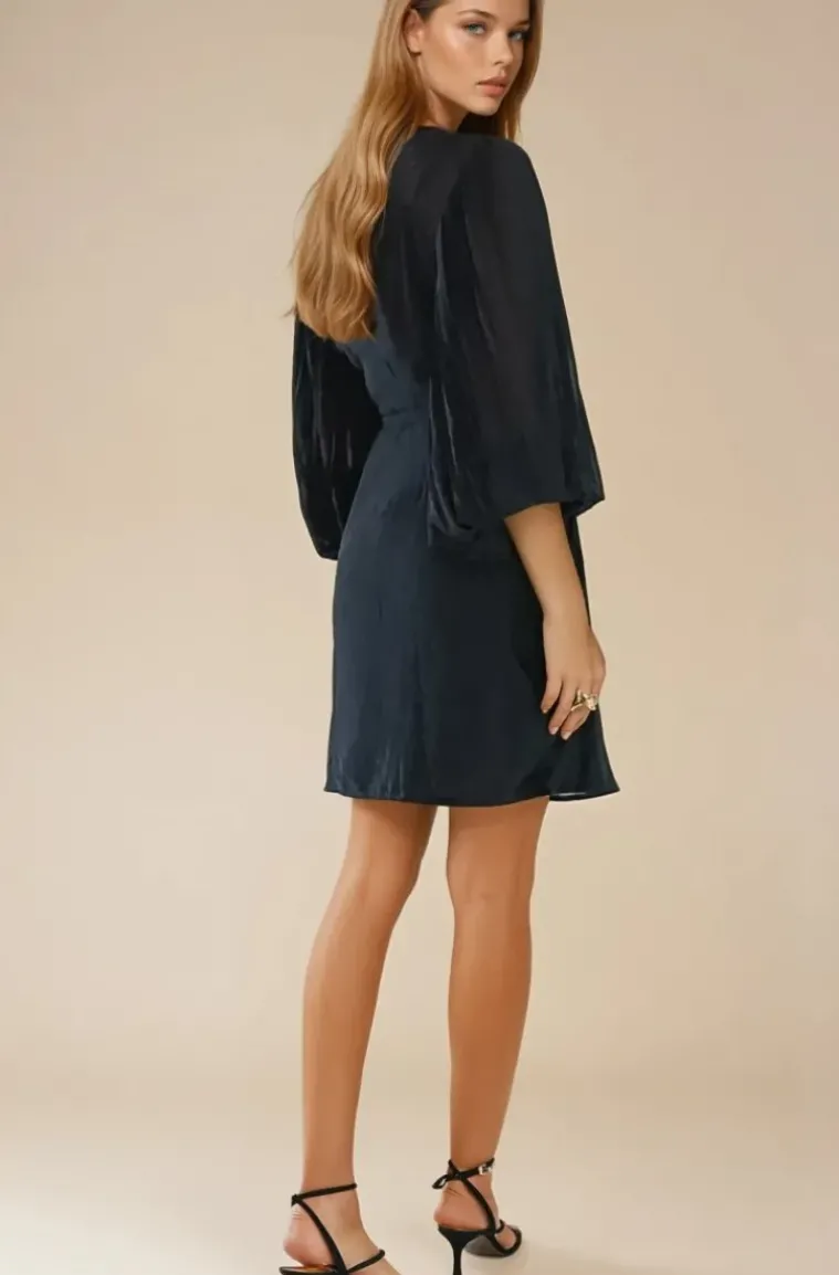 Blond Hour - Riviera Short Wrap Dress - Black