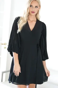 Blond Hour - Riviera Short Wrap Dress - Black