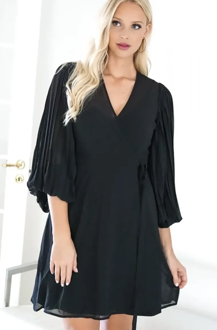 Blond Hour - Riviera Short Wrap Dress - Black
