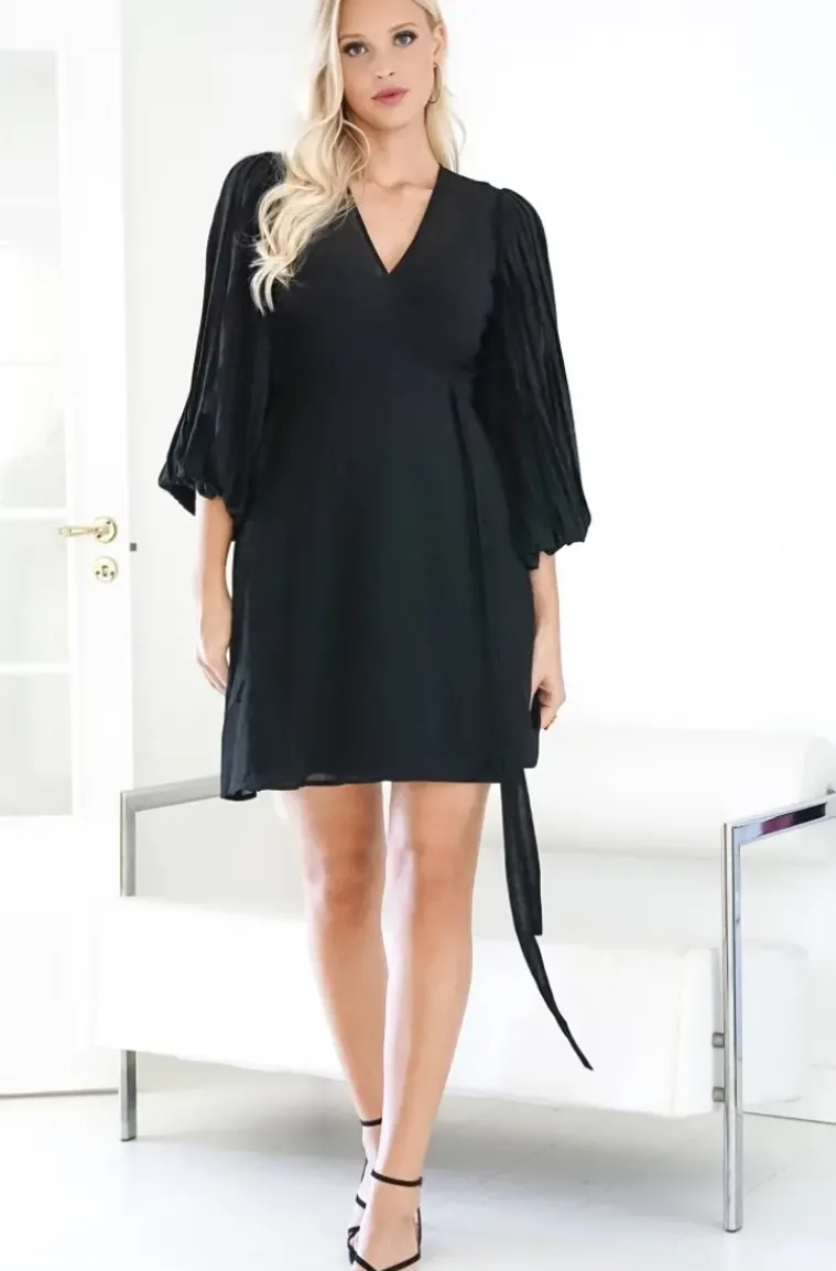 Blond Hour - Riviera Short Wrap Dress - Black