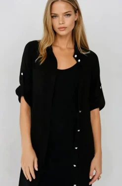 Blond Hour - Time Linen Shirt Dress Black