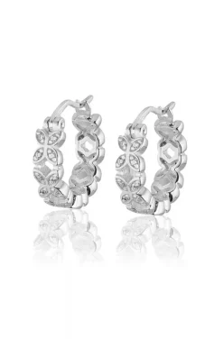 Carolina Gynning Jewelry - Sparkling Ellipse Mini Creol Earrings S Silver
