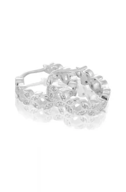 Carolina Gynning Jewelry - Sparkling Ellipse Mini Creol Earrings S Silver