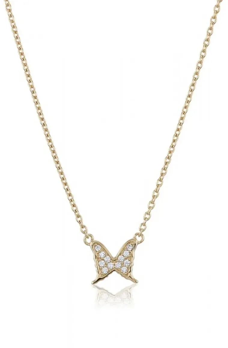 Carolina Gynning Jewelry - Petite Papillion Sparkling Necklace Goldplated