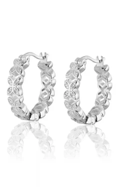 Carolina Gynning Jewelry - Sparkling Ellipse Mini Creol Earrings L Silver