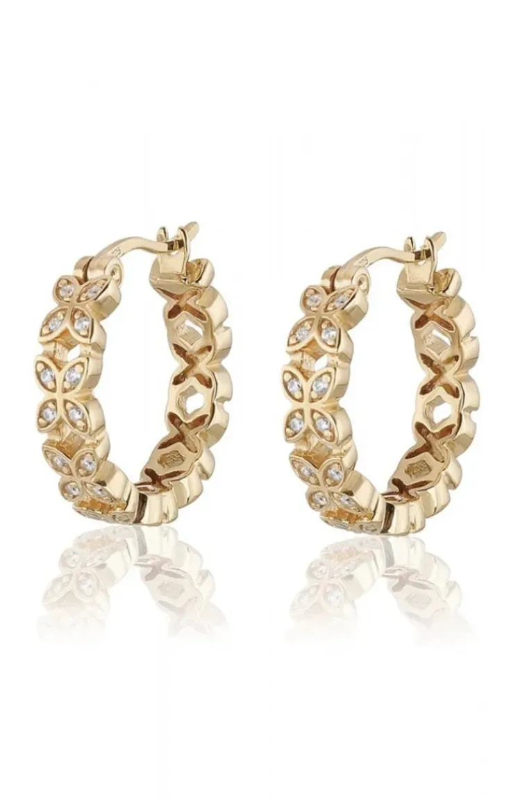 Carolina Gynning Jewelry - Sparkling Ellipse Mini Creol Earringss L Goldplated
