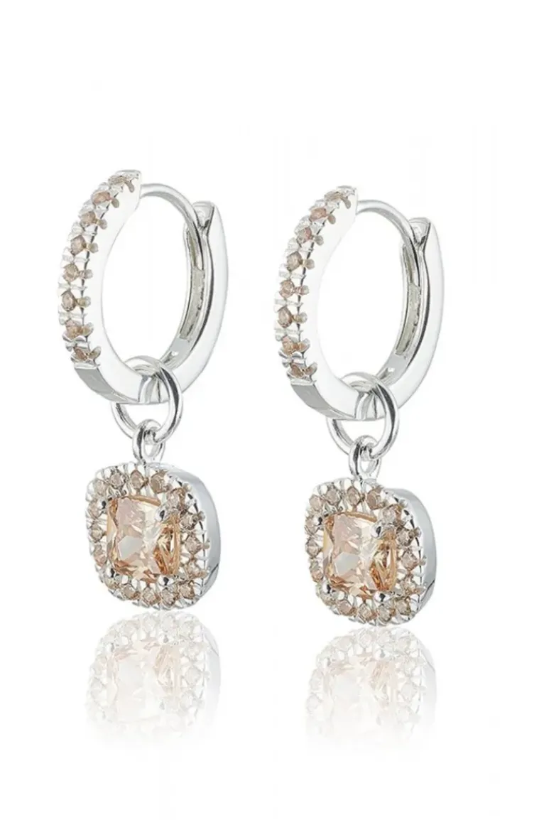 Carolina Gynning Jewelry - Glamorous Creol Earrings Silver Champagne