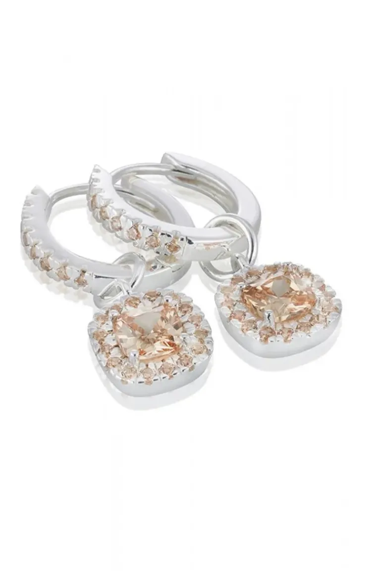Carolina Gynning Jewelry - Glamorous Creol Earrings Silver Champagne
