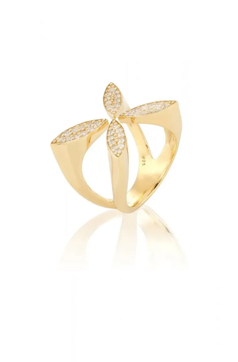 Carolina Gynning Jewelry - Sparkling Ellipse Ring Goldplated