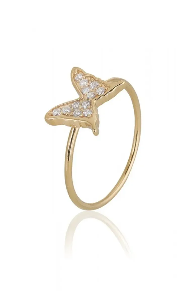 Carolina Gynning Jewelry - Petite Papillion Sparkling Ring Goldplated