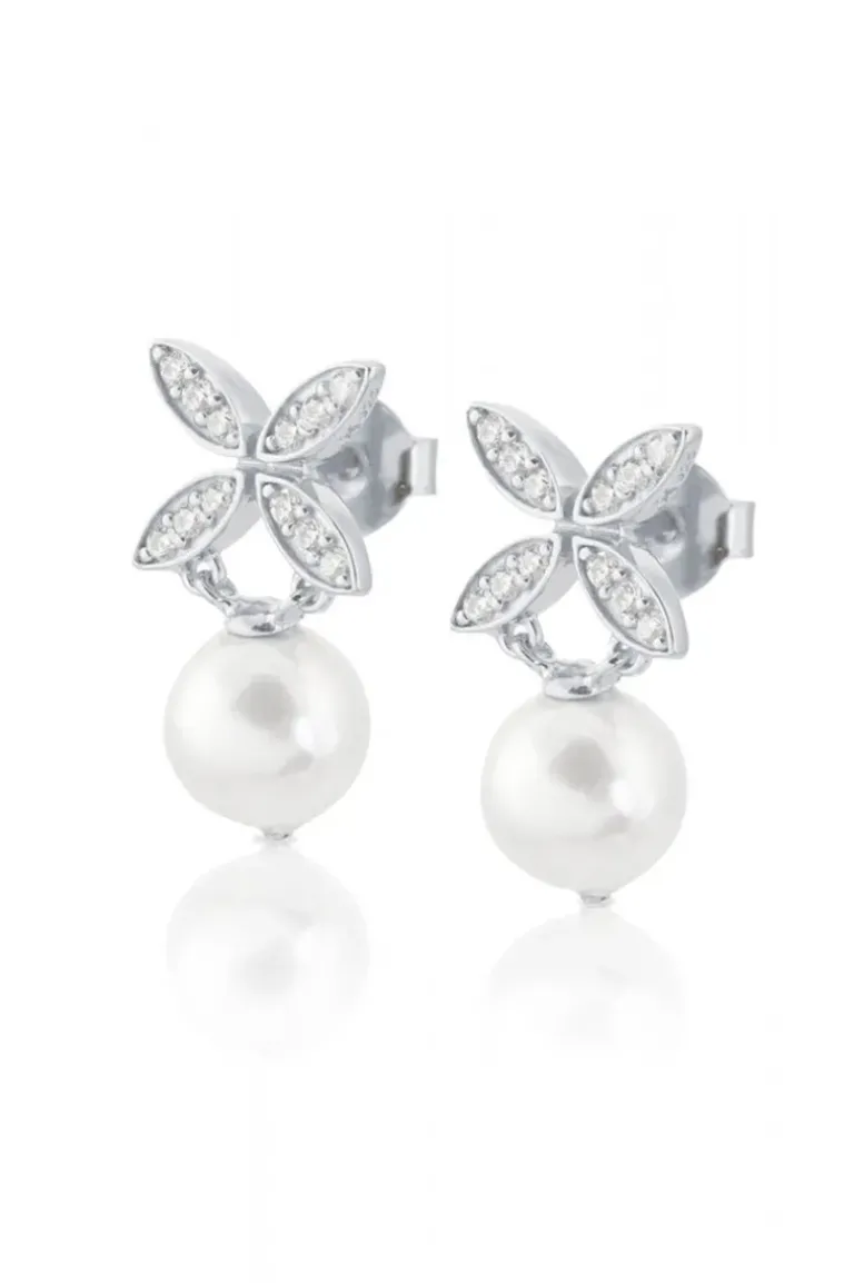 Carolina Gynning Jewelry - Ellipse Mini Pearl Earrings Silver