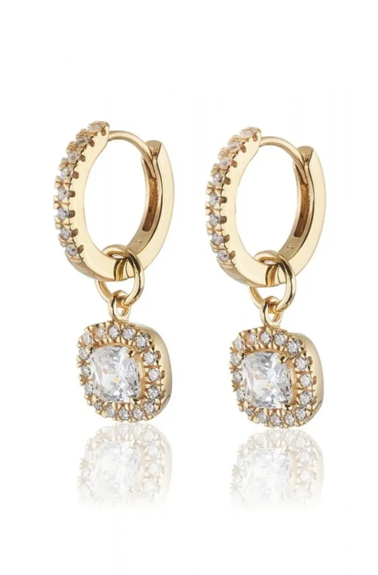 Carolina Gynning Jewelry - Glamorous Creol Earrings Goldplated Clear