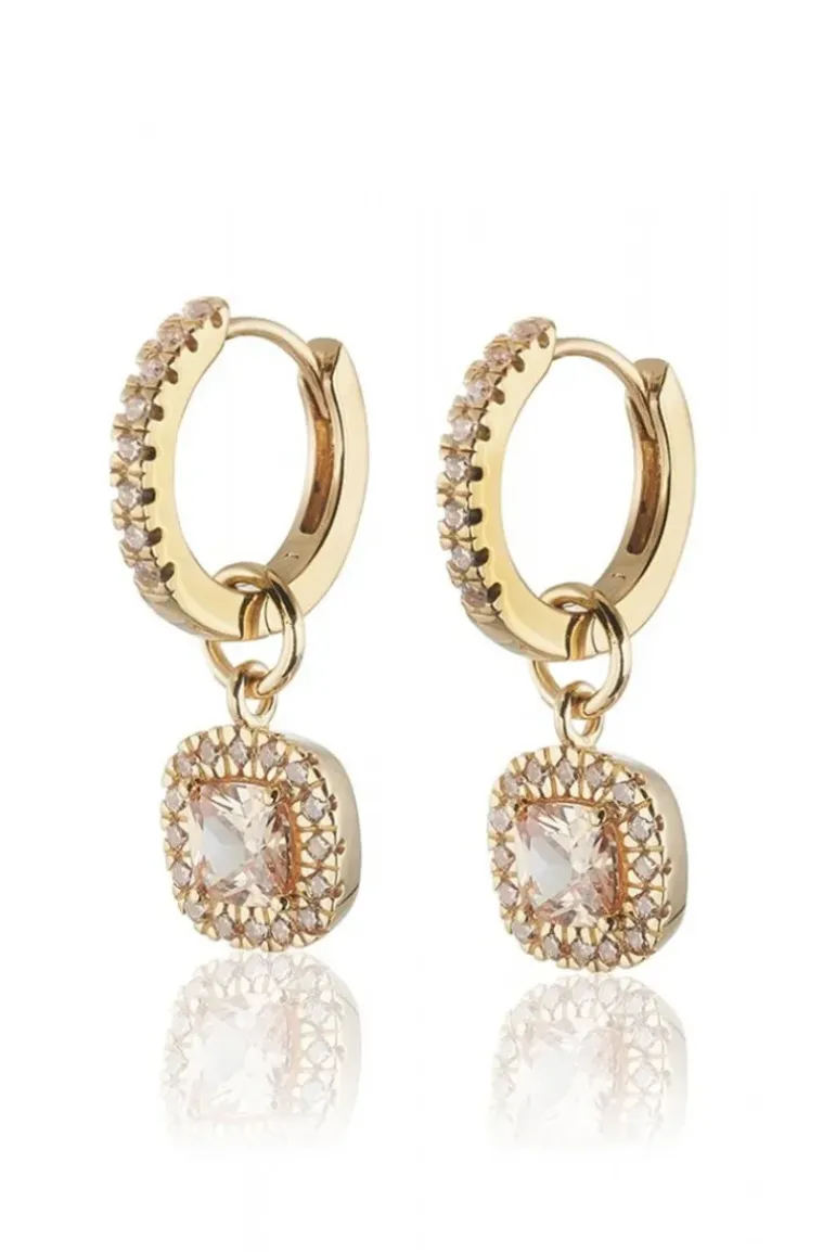 Carolina Gynning Jewelry - Glamorous Creol Earrings Goldplated Champagne