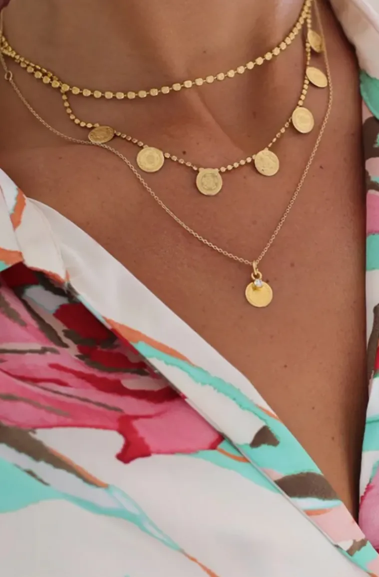 Caroline Svedbom - Bohemian Coin Necklace - Rhodium Crystal