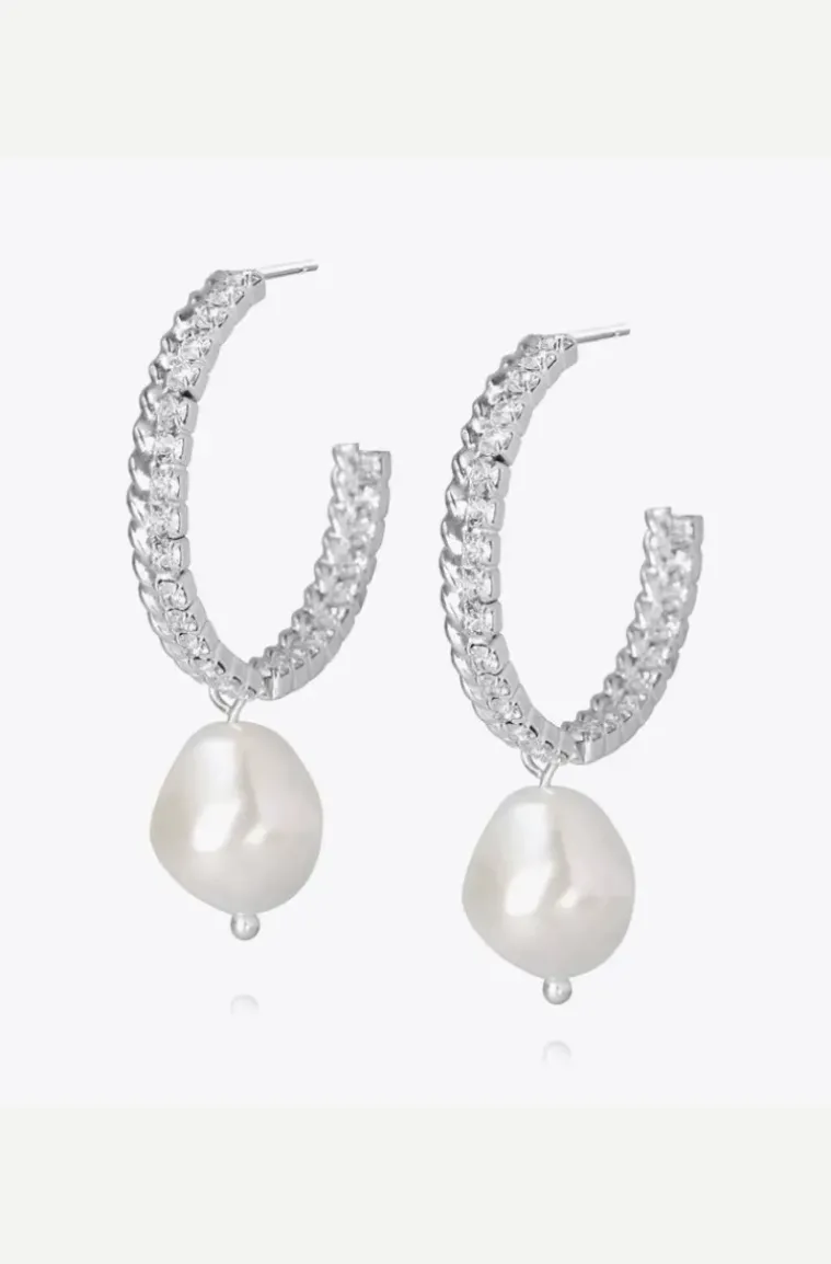 Caroline Svedbom - Kaia Pearl Earring - Rhodium Crystal