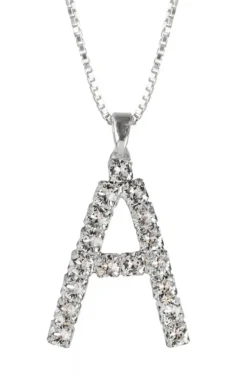 Caroline Svedbom - Letter Necklace A - Rhodium Crystal