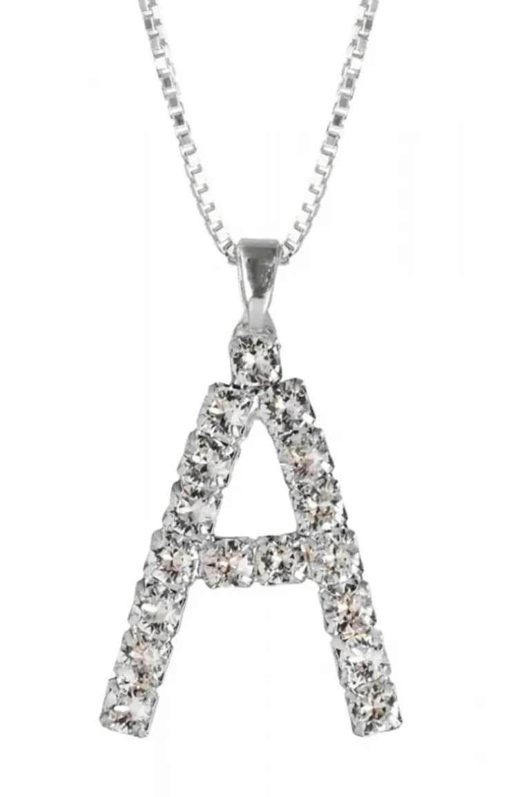Caroline Svedbom - Letter Necklace A - Rhodium Crystal