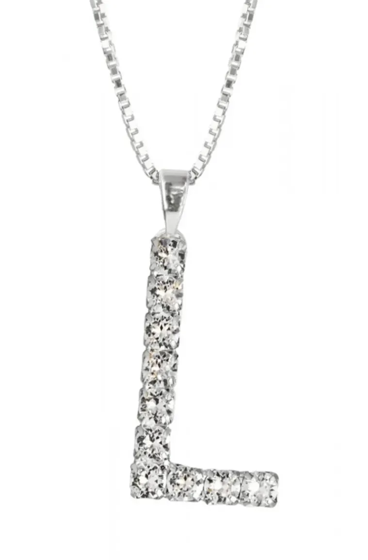 Caroline Svedbom - Letter Necklace L- Rhodium Crystal