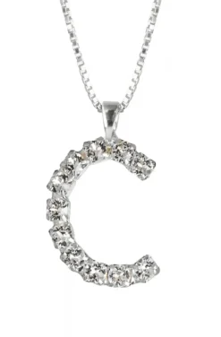 Caroline Svedbom - Letter Necklace C- Rhodium Crystal