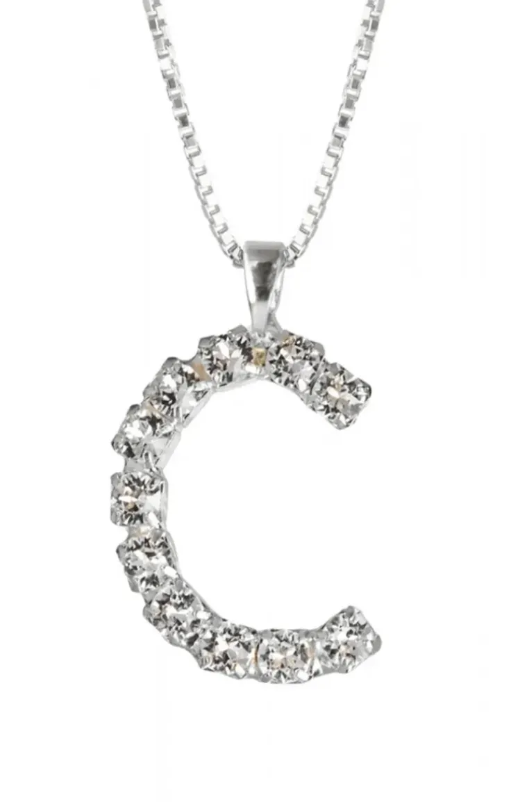 Caroline Svedbom - Letter Necklace C- Rhodium Crystal