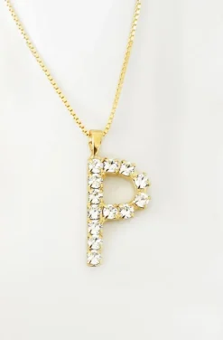 Caroline Svedbom - Letter Necklace P - Gold Crystal