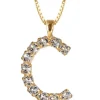 Caroline Svedbom - Letter Necklace C - Gold Crystal