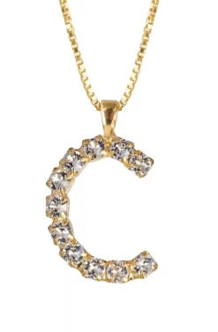Caroline Svedbom - Letter Necklace C - Gold Crystal