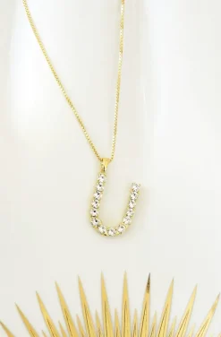 Caroline Svedbom - Letter Necklace U - Gold Crystal