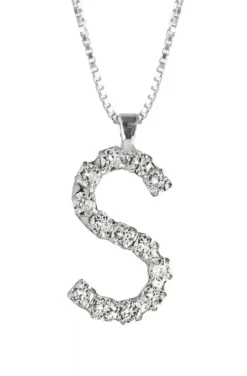 Caroline Svedbom - Letter Necklace S- Rhodium Crystal