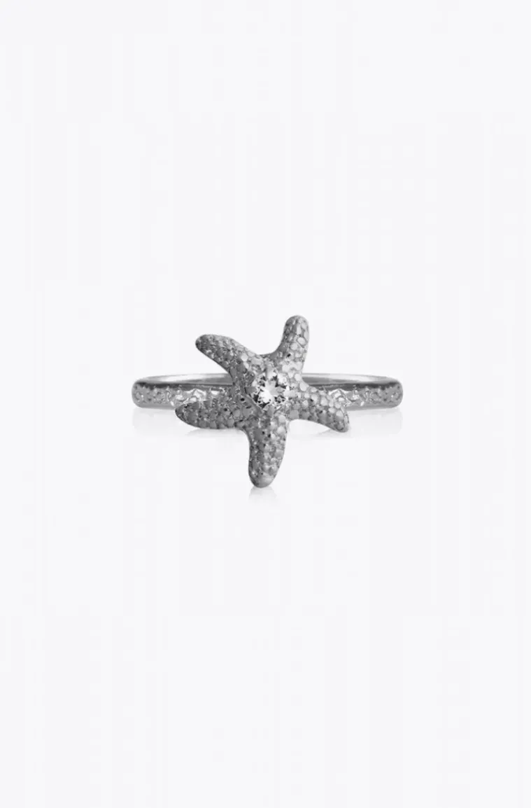 Caroline Svedbom - Mini Sea Star Ring - Rhodium Crystal