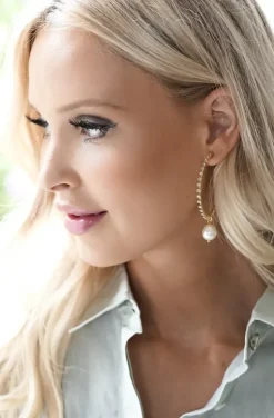 Caroline Svedbom - Miro Loop Earrings - gold pearl crystal